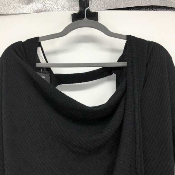 NWT Cherish black waffle knit draped open back long sleeve top  Small - Picture 10 of 14